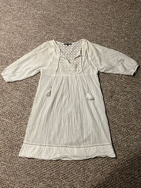 Ilse Jacobsen Cream White Crochet Circle-Pattern Top Tunic Blouse